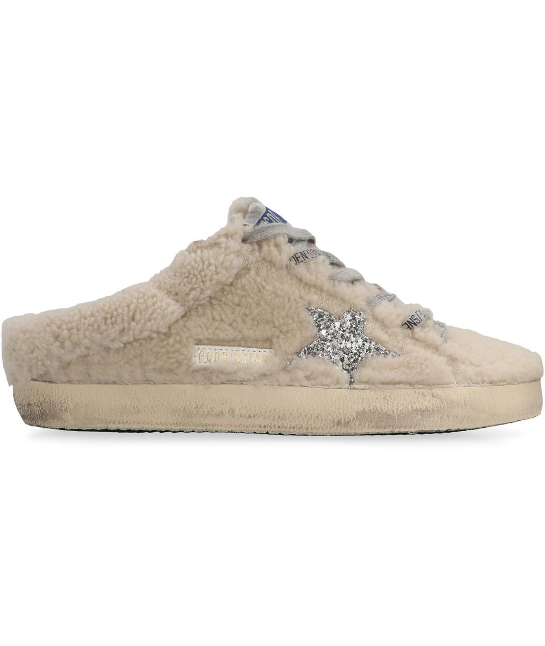 GOLDEN GOOSE DELUXE BRAND Бежевые кожаные мюли, фото 2