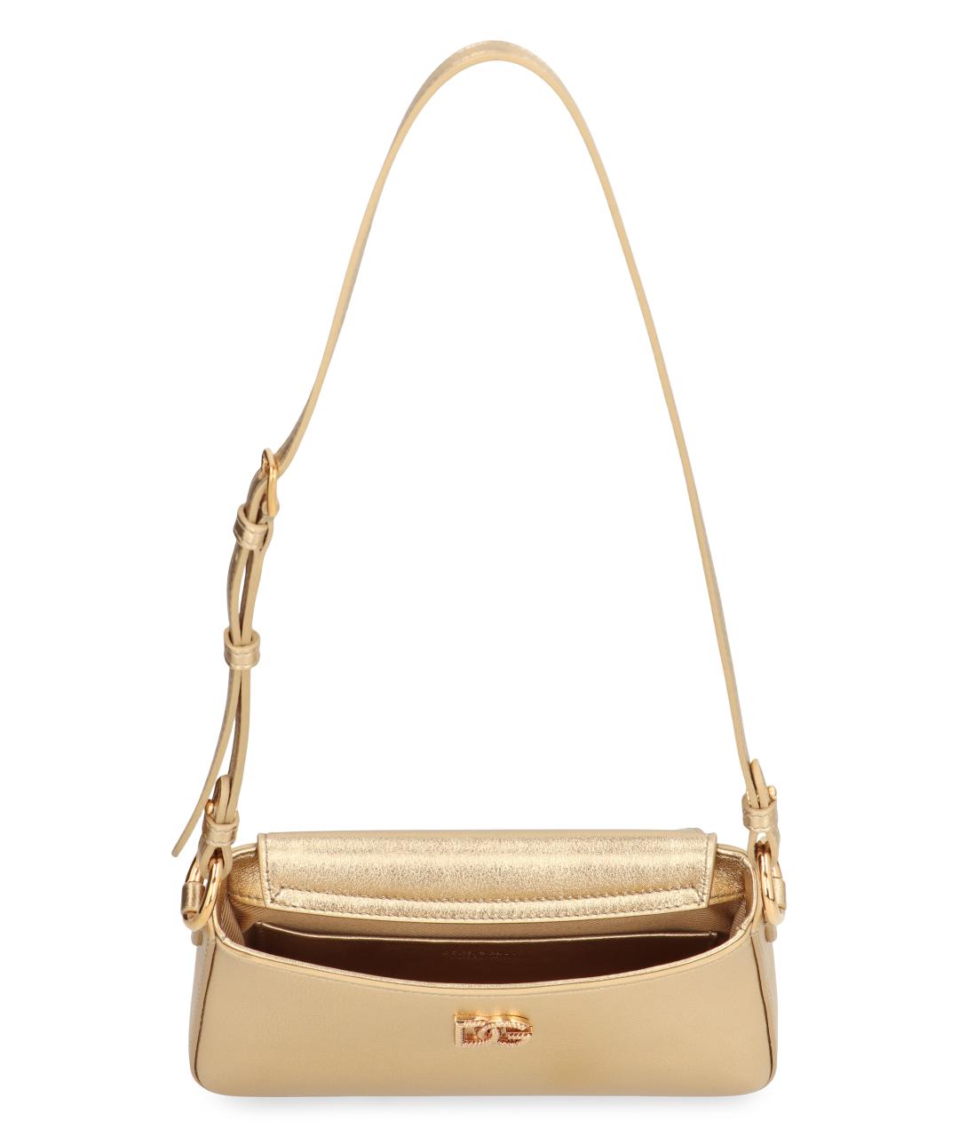DOLCE&GABBANA Золотая кожаная сумка через плечо, фото 5