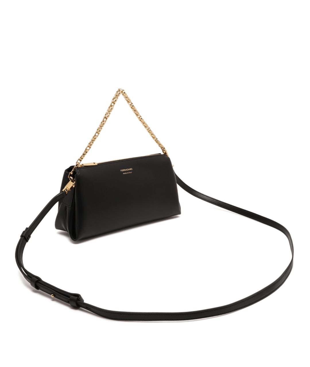 FERRAGAMO Черная кожаная сумка через плечо, фото 3