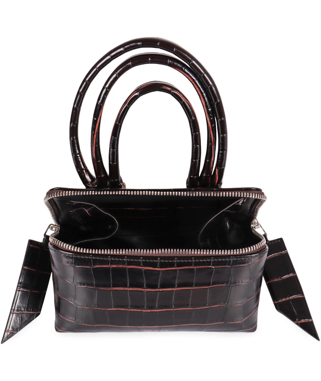 THE ATTICO Коричневая кожаная сумка с короткими ручками, фото 5