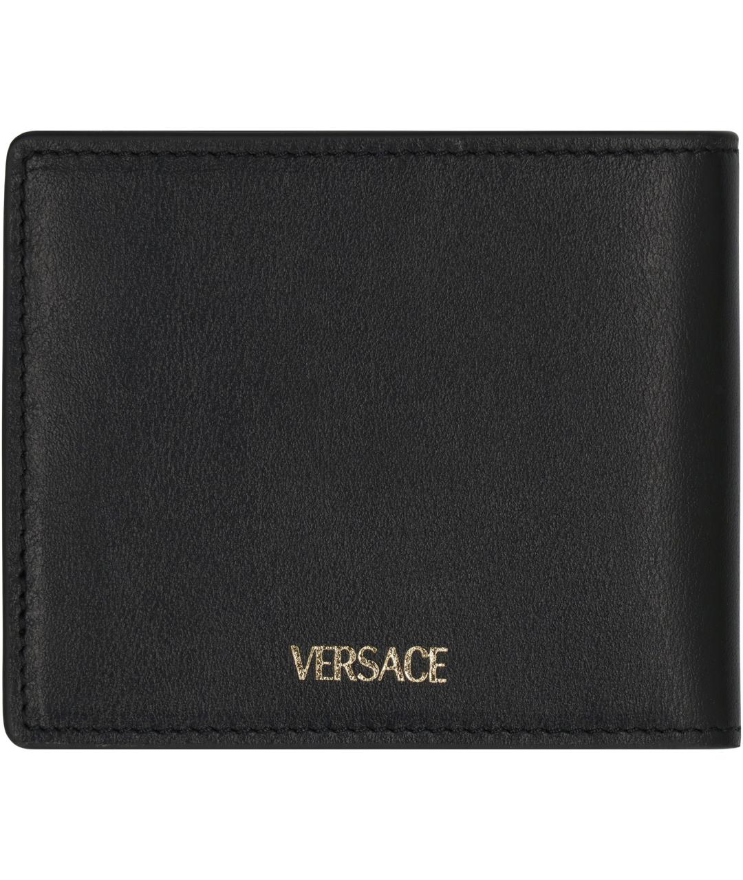 VERSACE Черный кожаный кошелек, фото 2