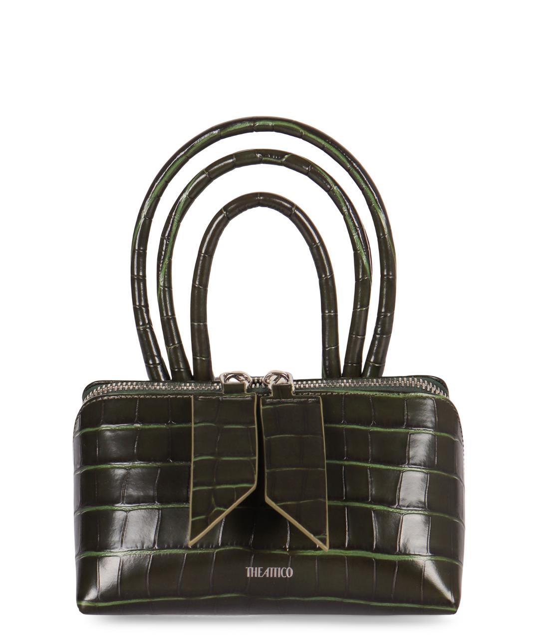 THE ATTICO Зеленая кожаная сумка с короткими ручками, фото 1