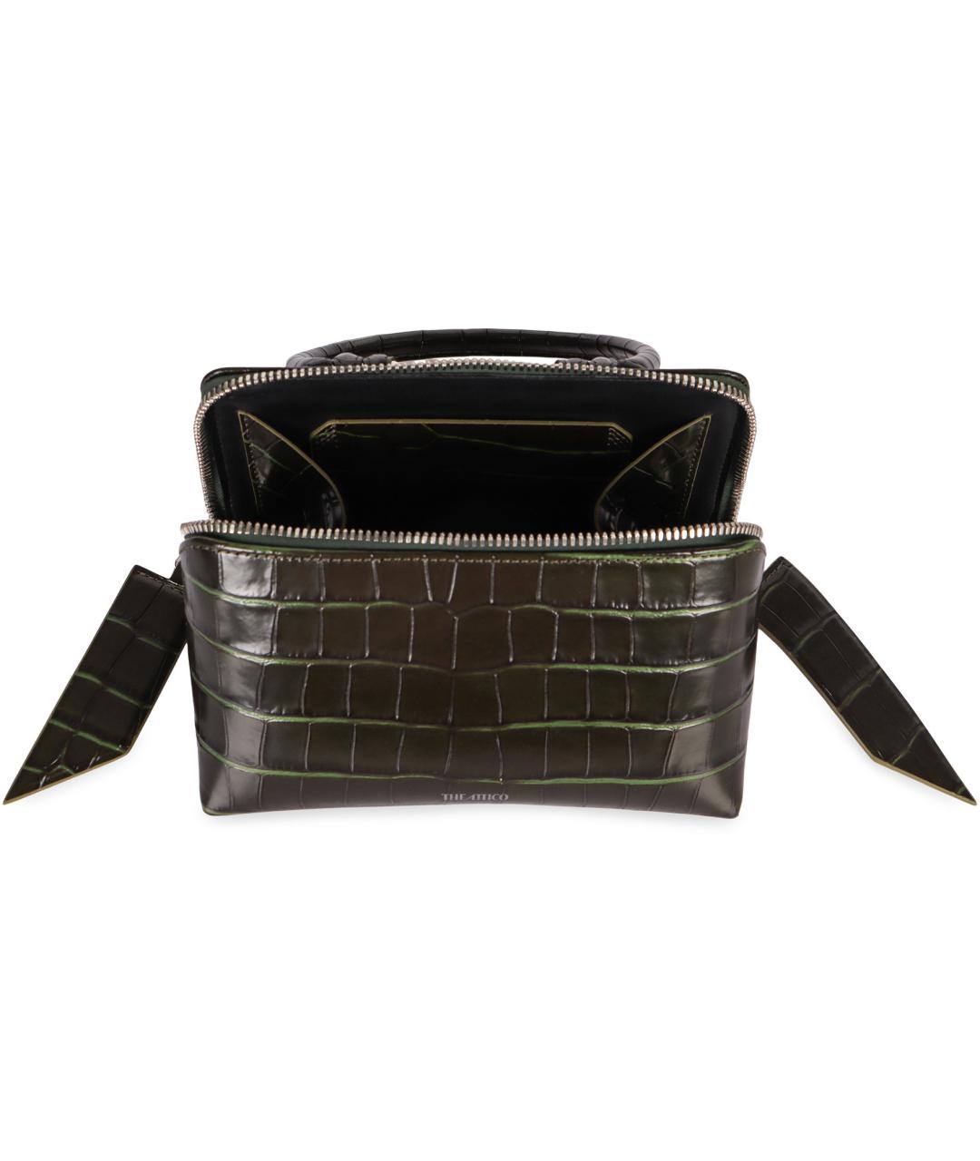 THE ATTICO Зеленая кожаная сумка с короткими ручками, фото 5