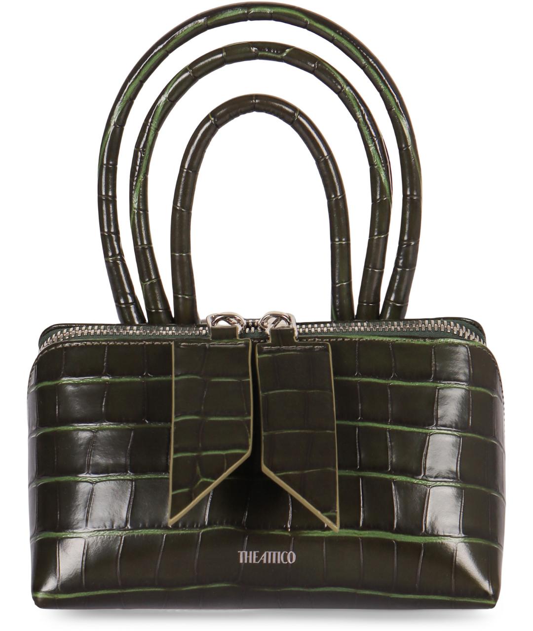THE ATTICO Зеленая кожаная сумка с короткими ручками, фото 2