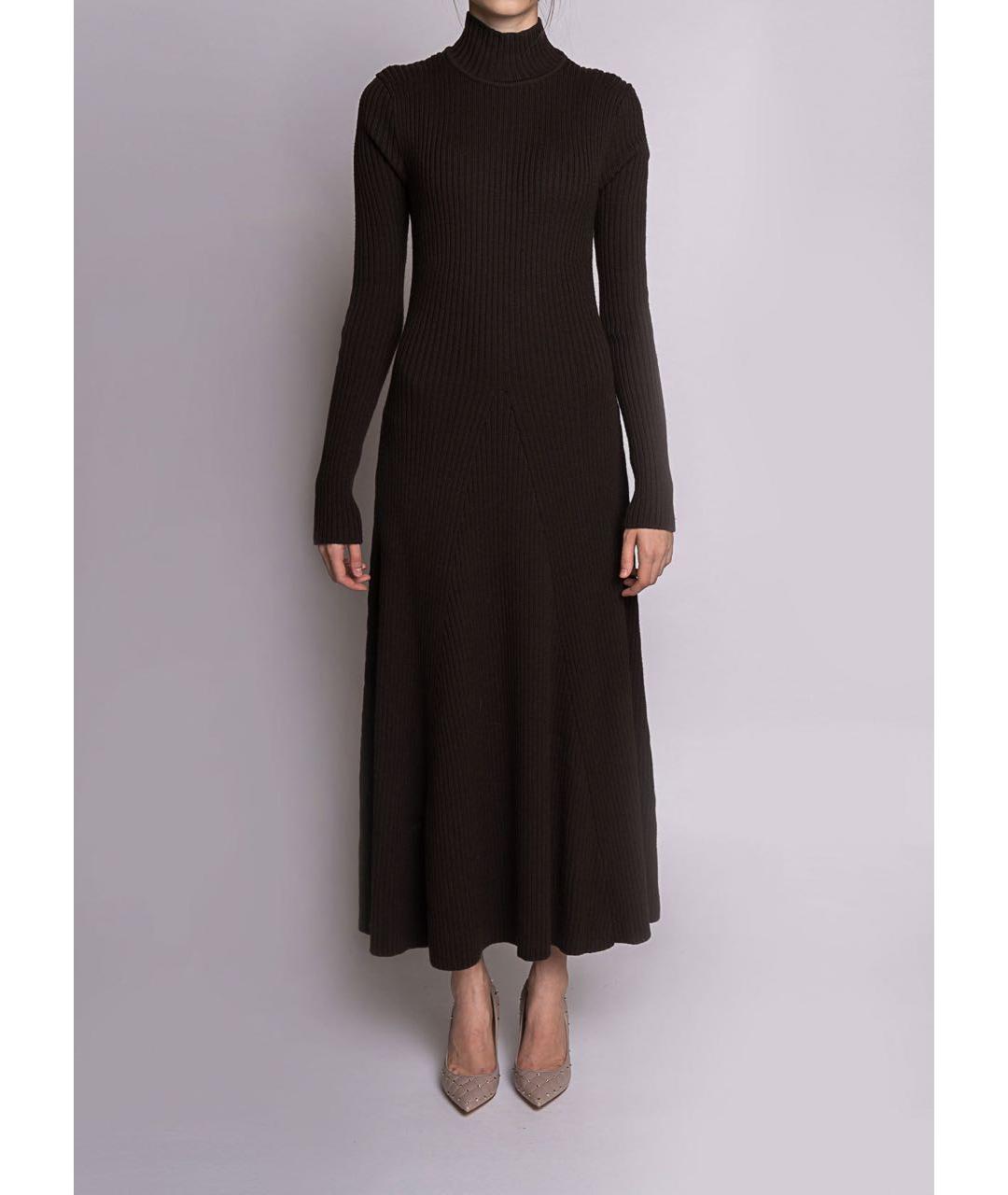 ERIKA CAVALLINI Коричневое шерстяное повседневное платье, фото 4