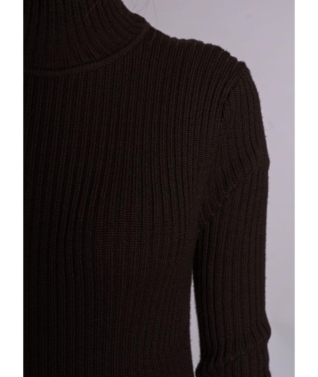 ERIKA CAVALLINI Коричневое шерстяное повседневное платье, фото 6