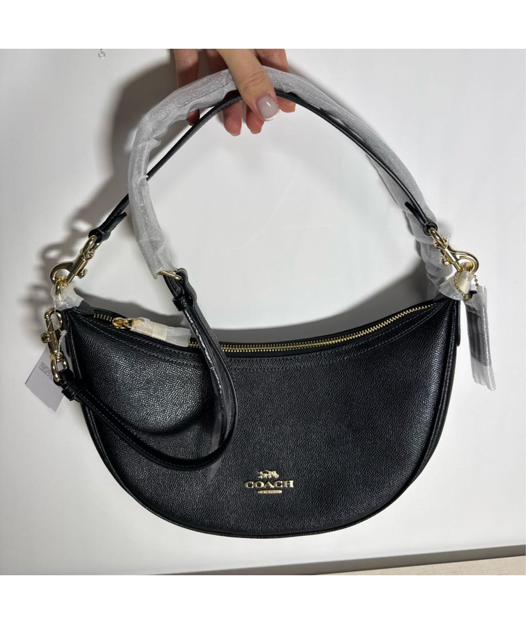 COACH Черная кожаная сумка через плечо, фото 2