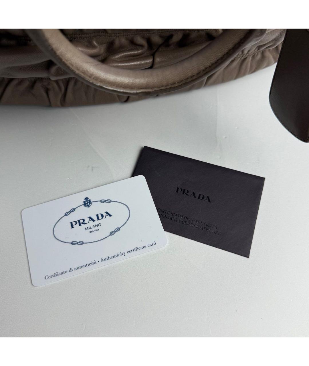 PRADA Коричневая кожаная сумка тоут, фото 8