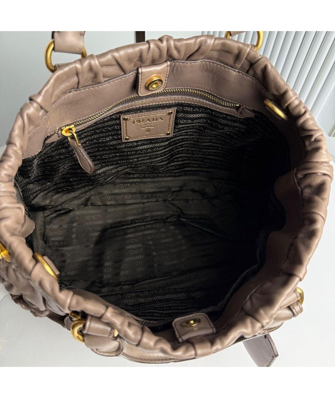PRADA Коричневая кожаная сумка тоут, фото 7