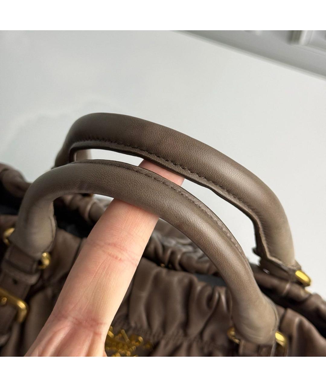 PRADA Коричневая кожаная сумка тоут, фото 5