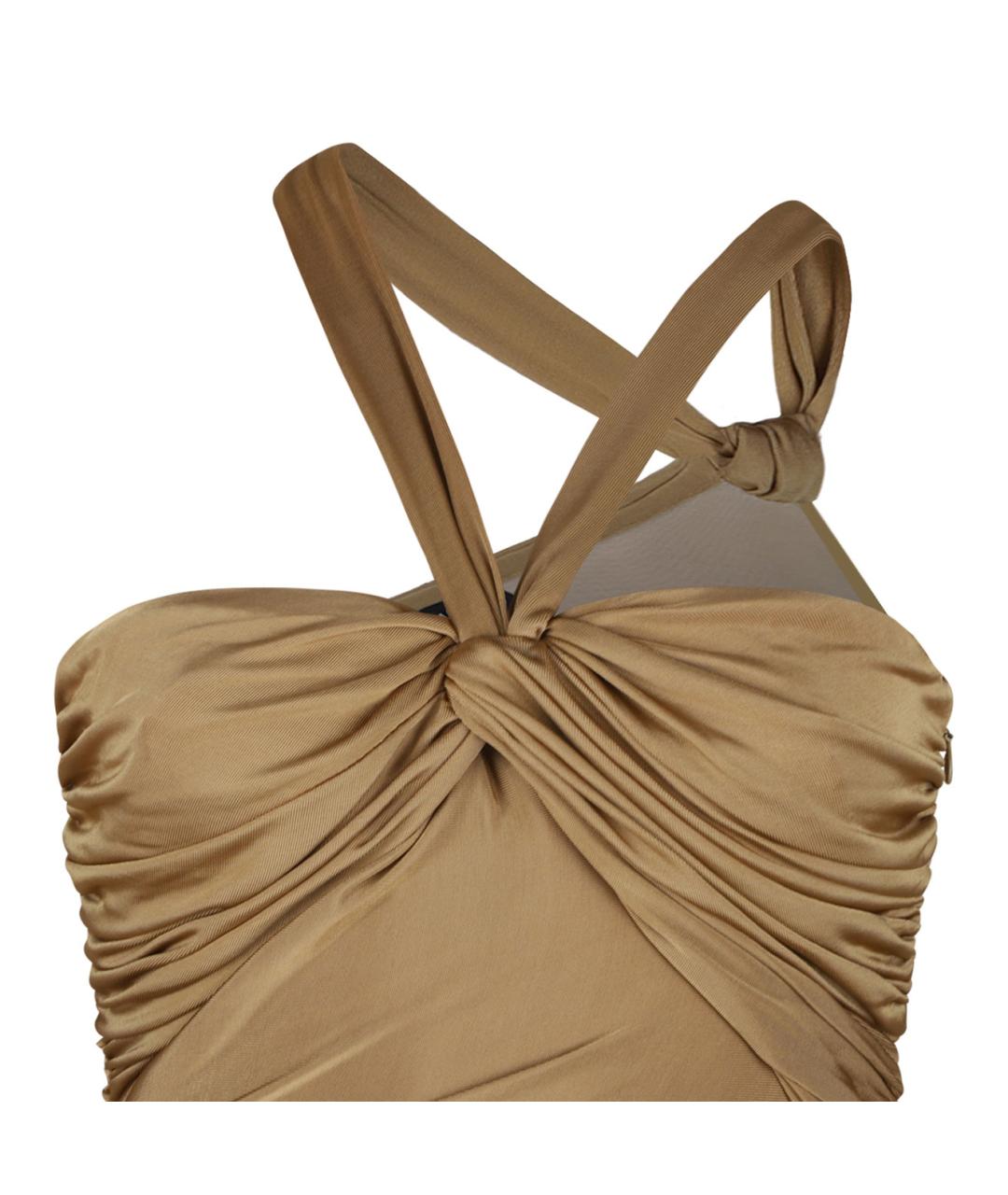 TOM FORD Золотое вискозное вечернее платье, фото 3