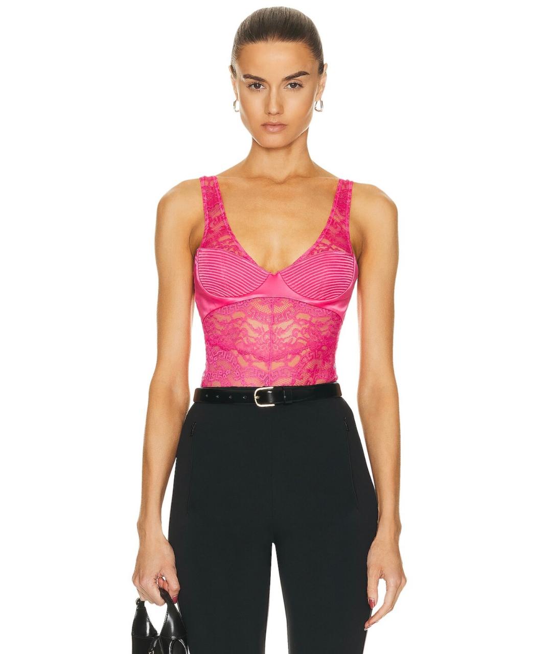 VERSACE Розовое полиамидовое боди, фото 7