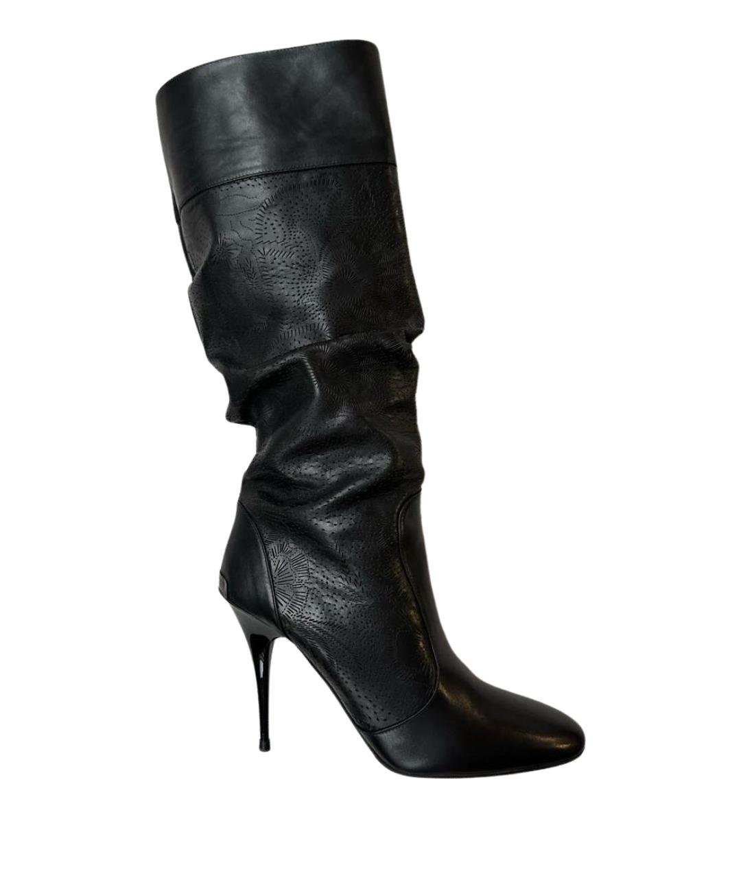 BURBERRY Черные кожаные сапоги, фото 1