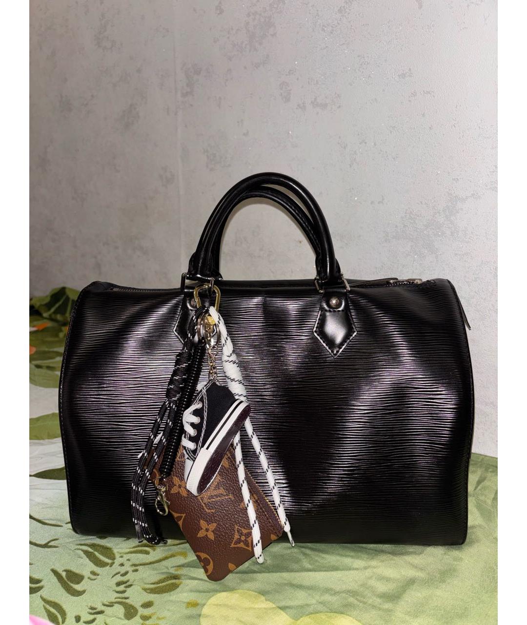 LOUIS VUITTON Черная кожаная сумка с короткими ручками, фото 5