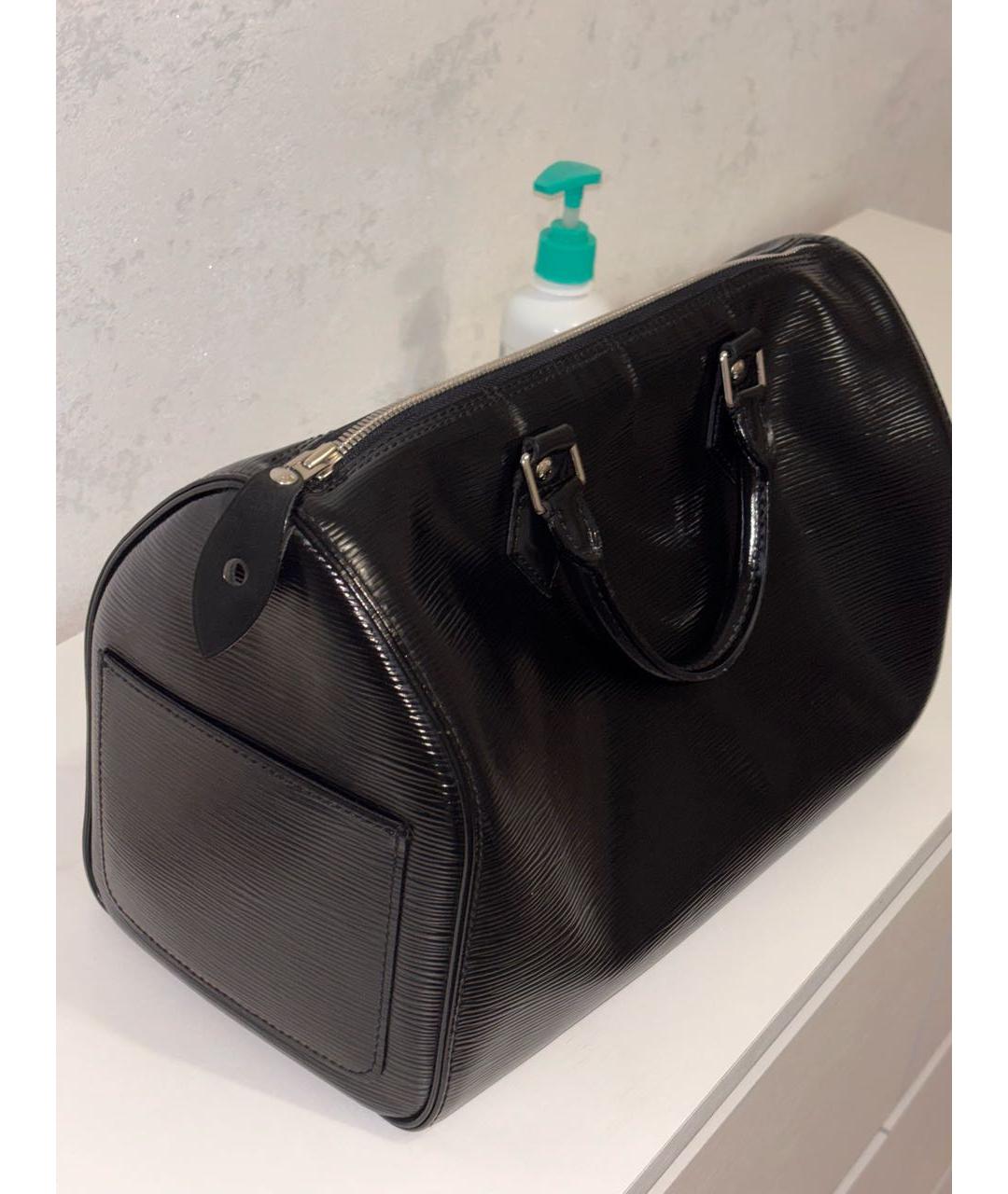 LOUIS VUITTON Черная кожаная сумка с короткими ручками, фото 2