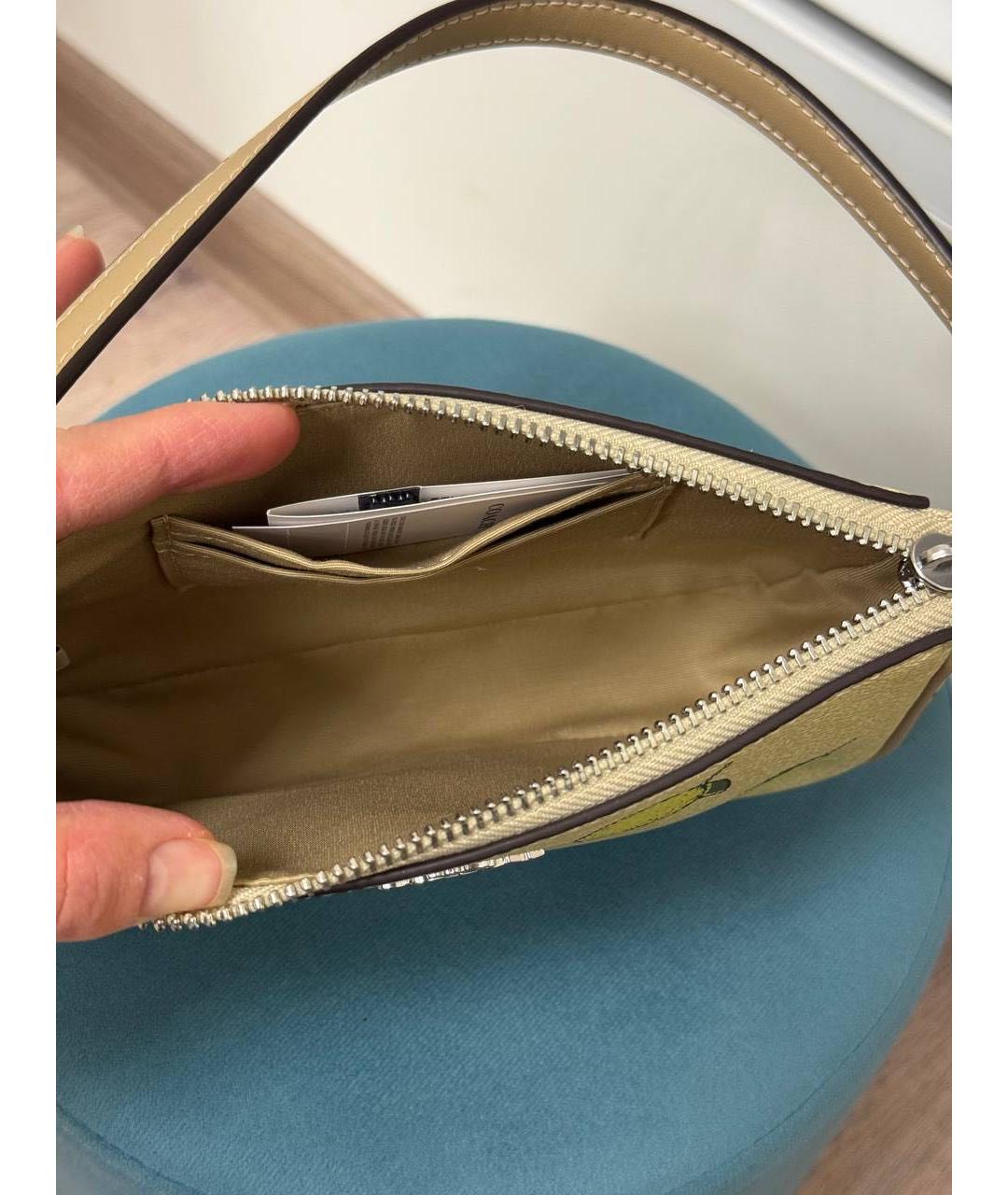 COACH Желтая кожаная сумка через плечо, фото 4