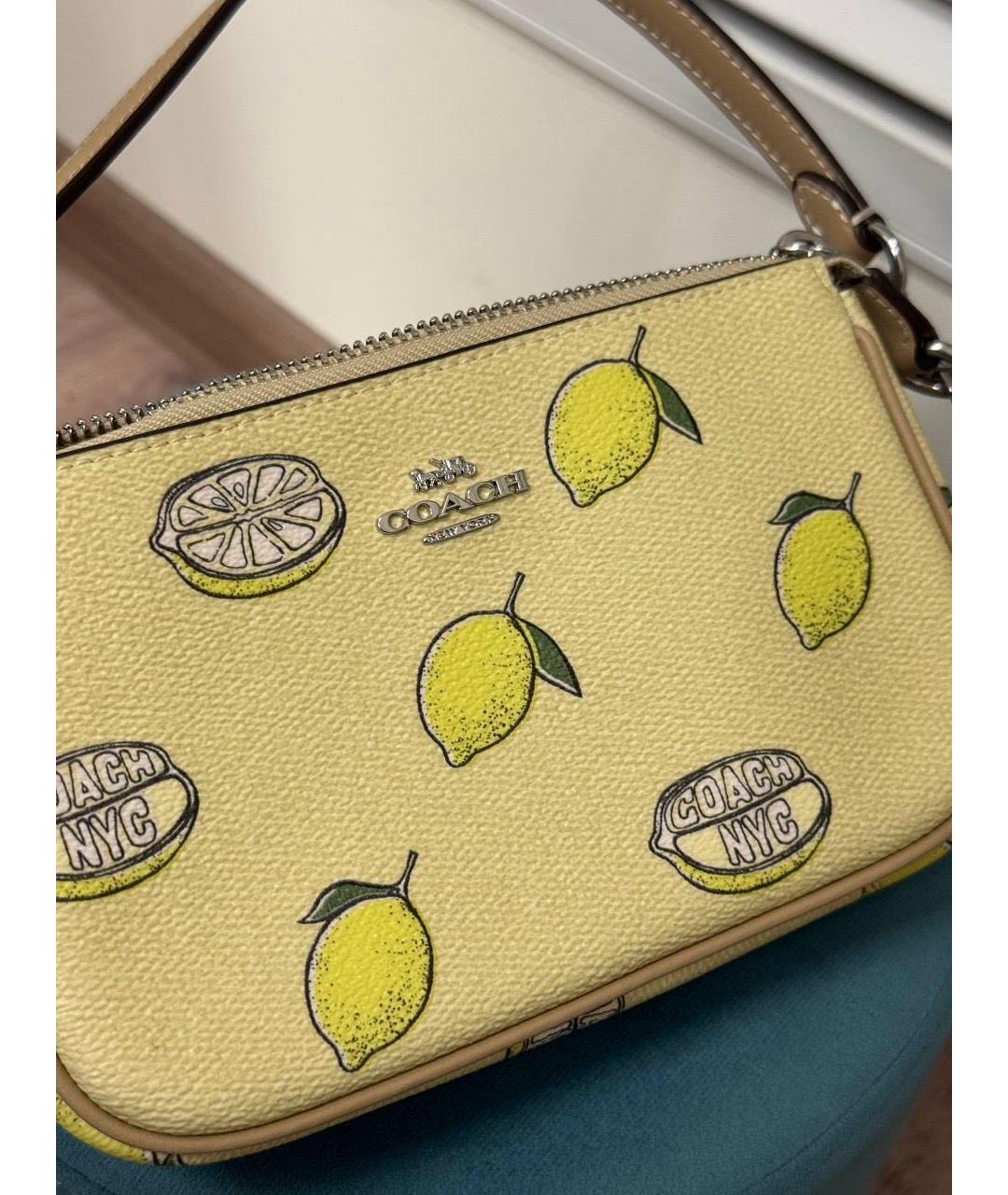 COACH Желтая кожаная сумка через плечо, фото 3