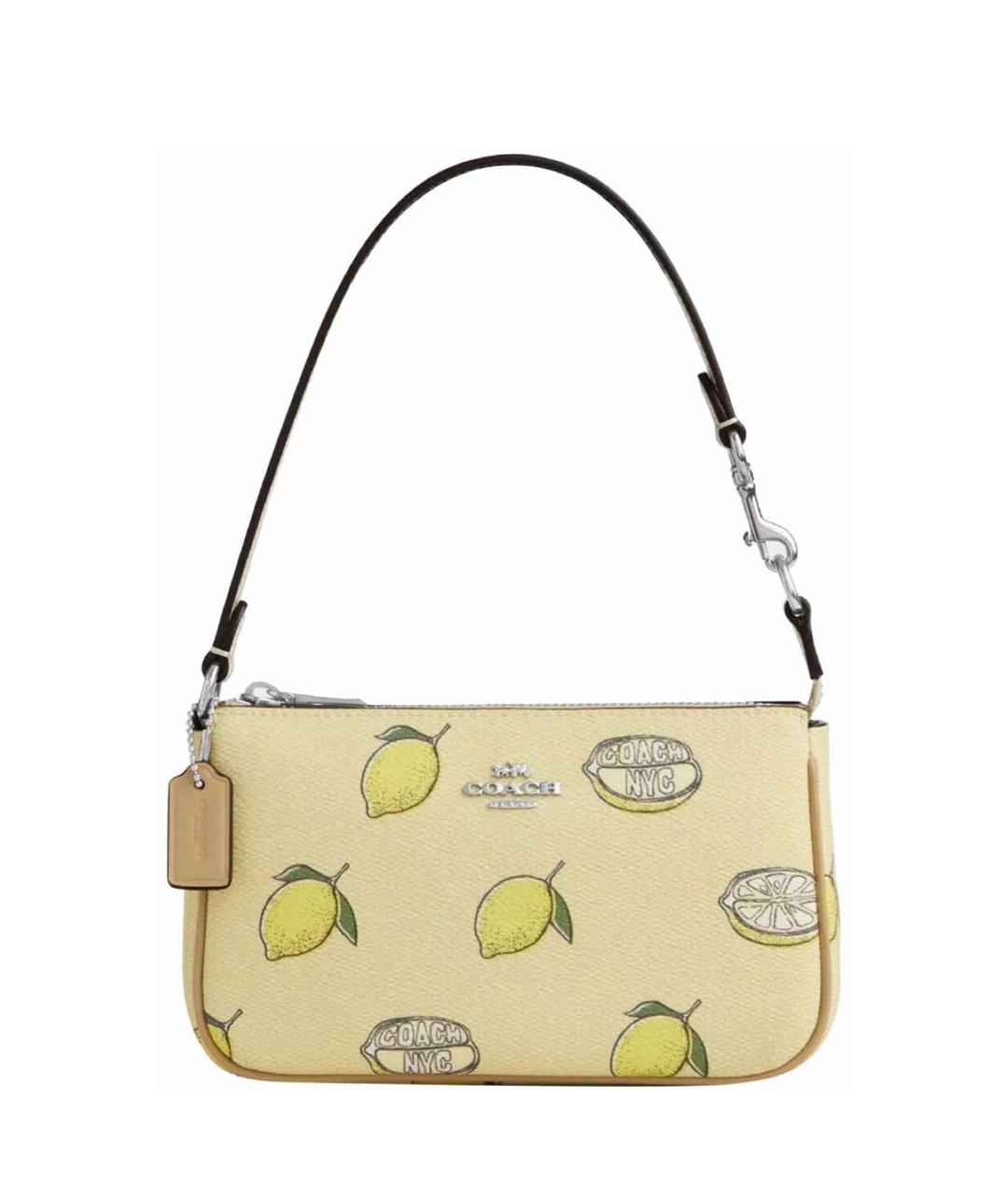 COACH Желтая кожаная сумка через плечо, фото 6