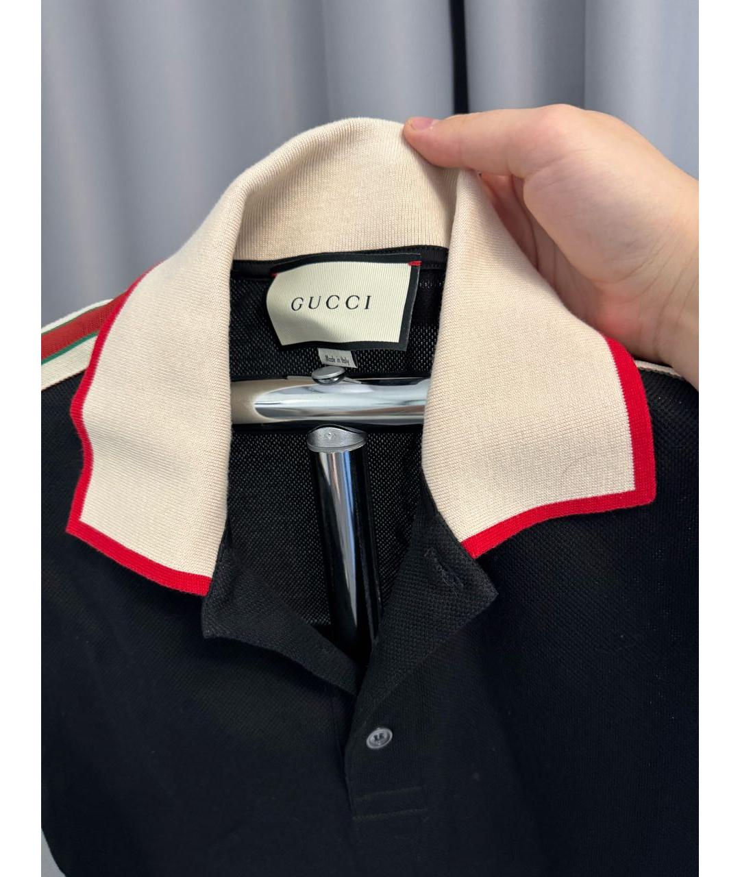 GUCCI Черное поло с коротким рукавом, фото 3