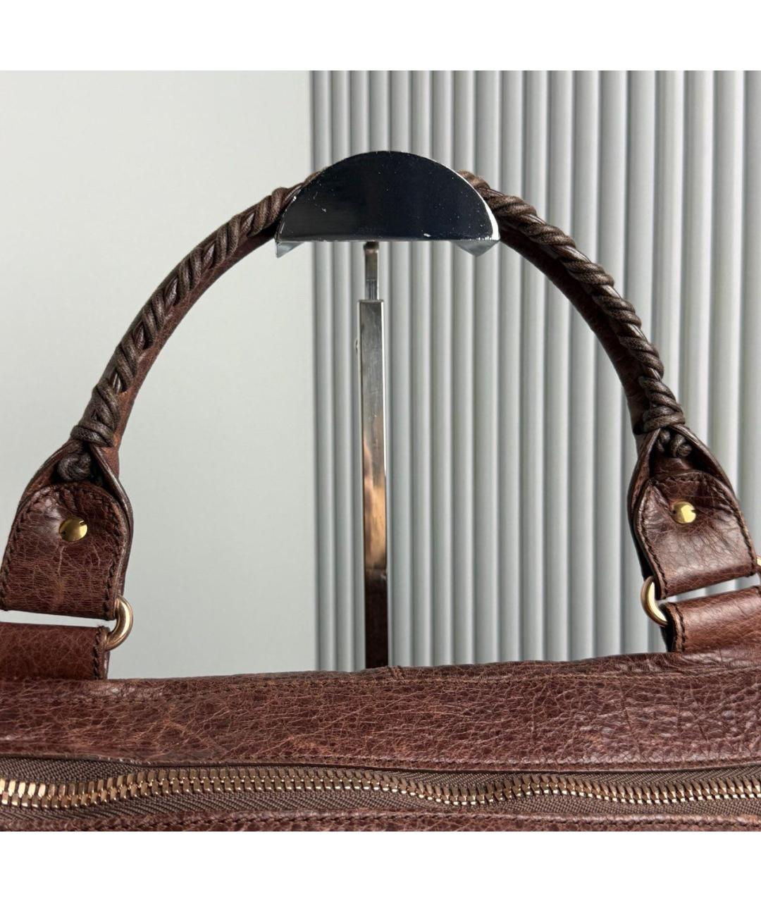 BALENCIAGA Коричневая кожаная сумка с короткими ручками, фото 6