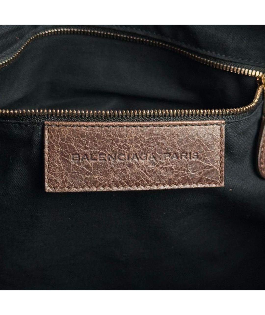 BALENCIAGA Коричневая кожаная сумка с короткими ручками, фото 7