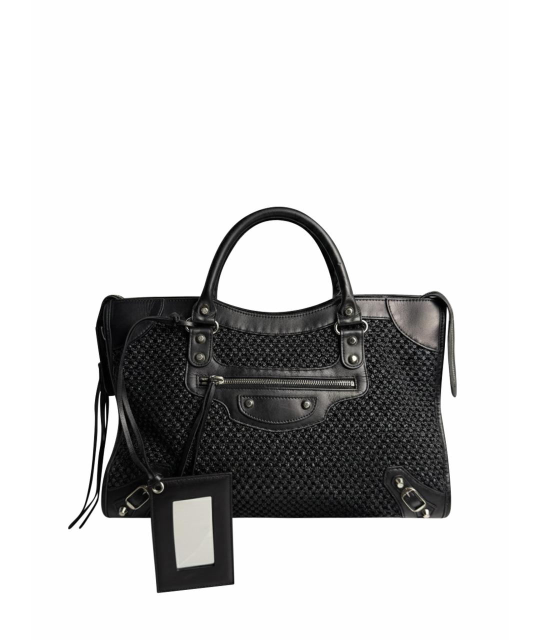 BALENCIAGA Черная кожаная сумка с короткими ручками, фото 1