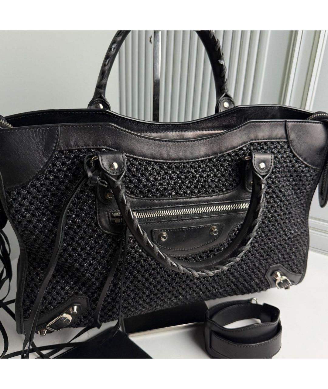 BALENCIAGA Черная кожаная сумка с короткими ручками, фото 2