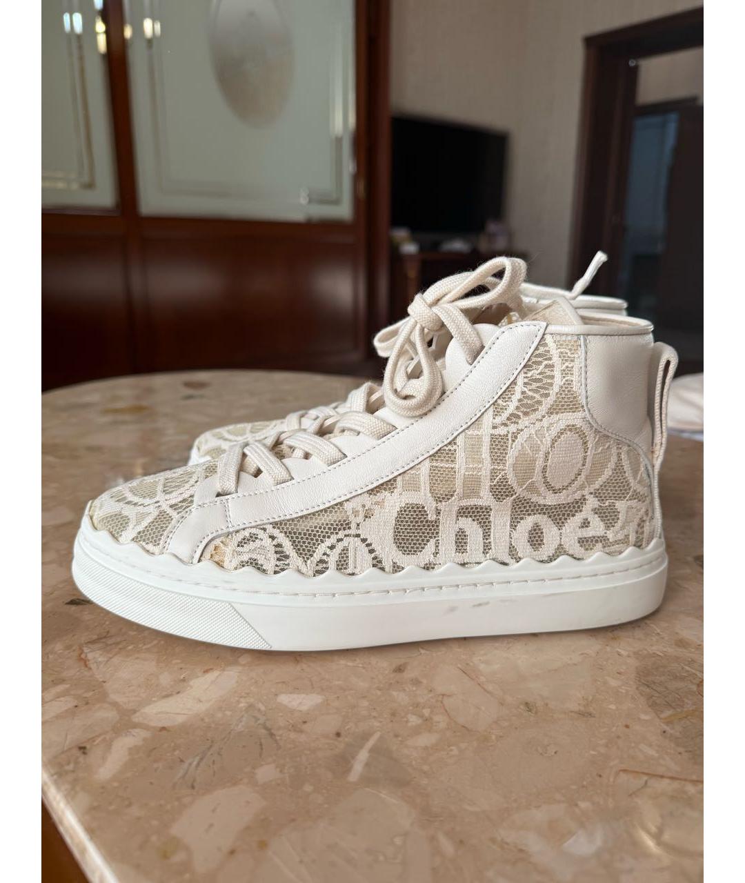 CHLOE Бежевые текстильные кеды, фото 6