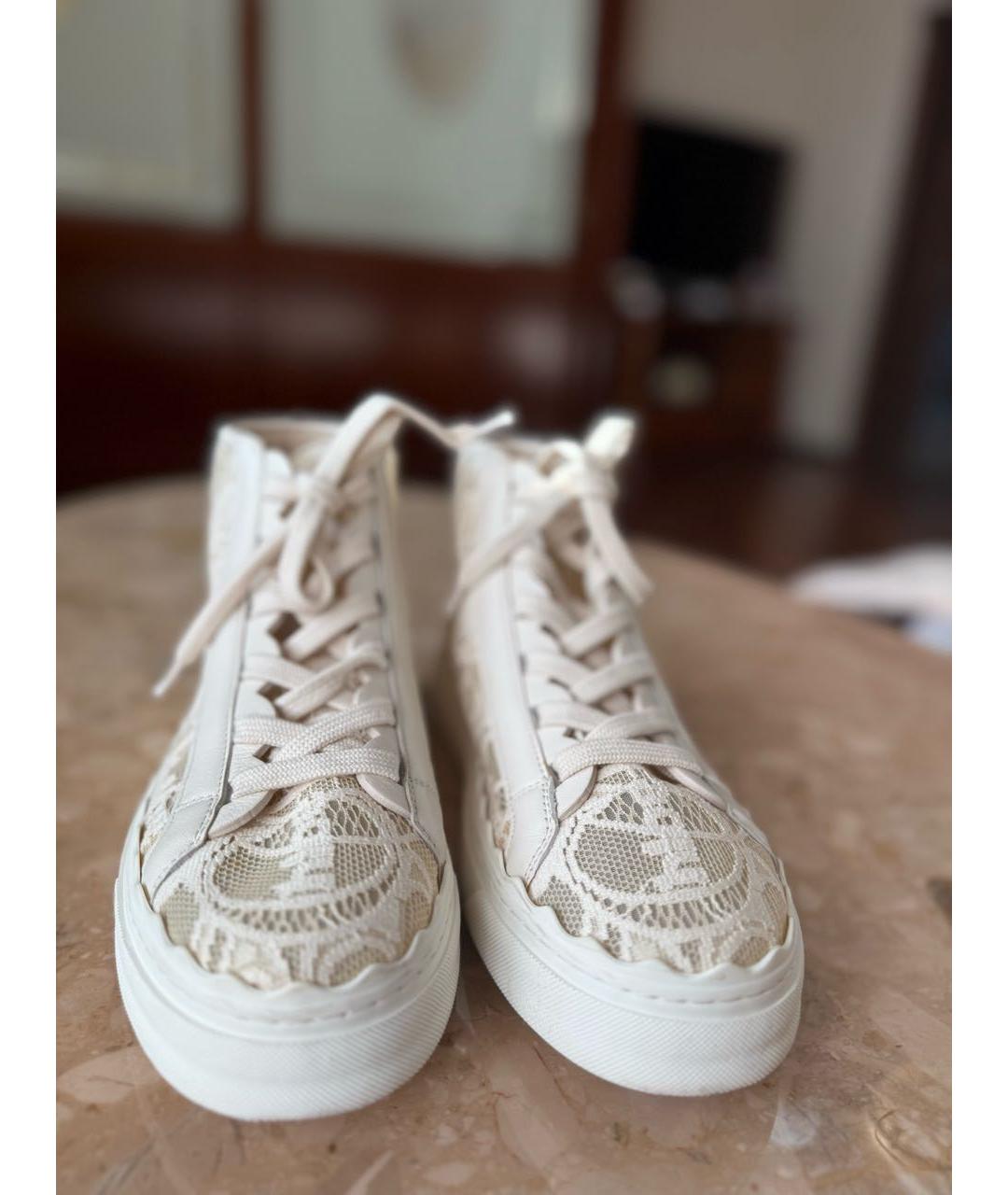 CHLOE Бежевые текстильные кеды, фото 5