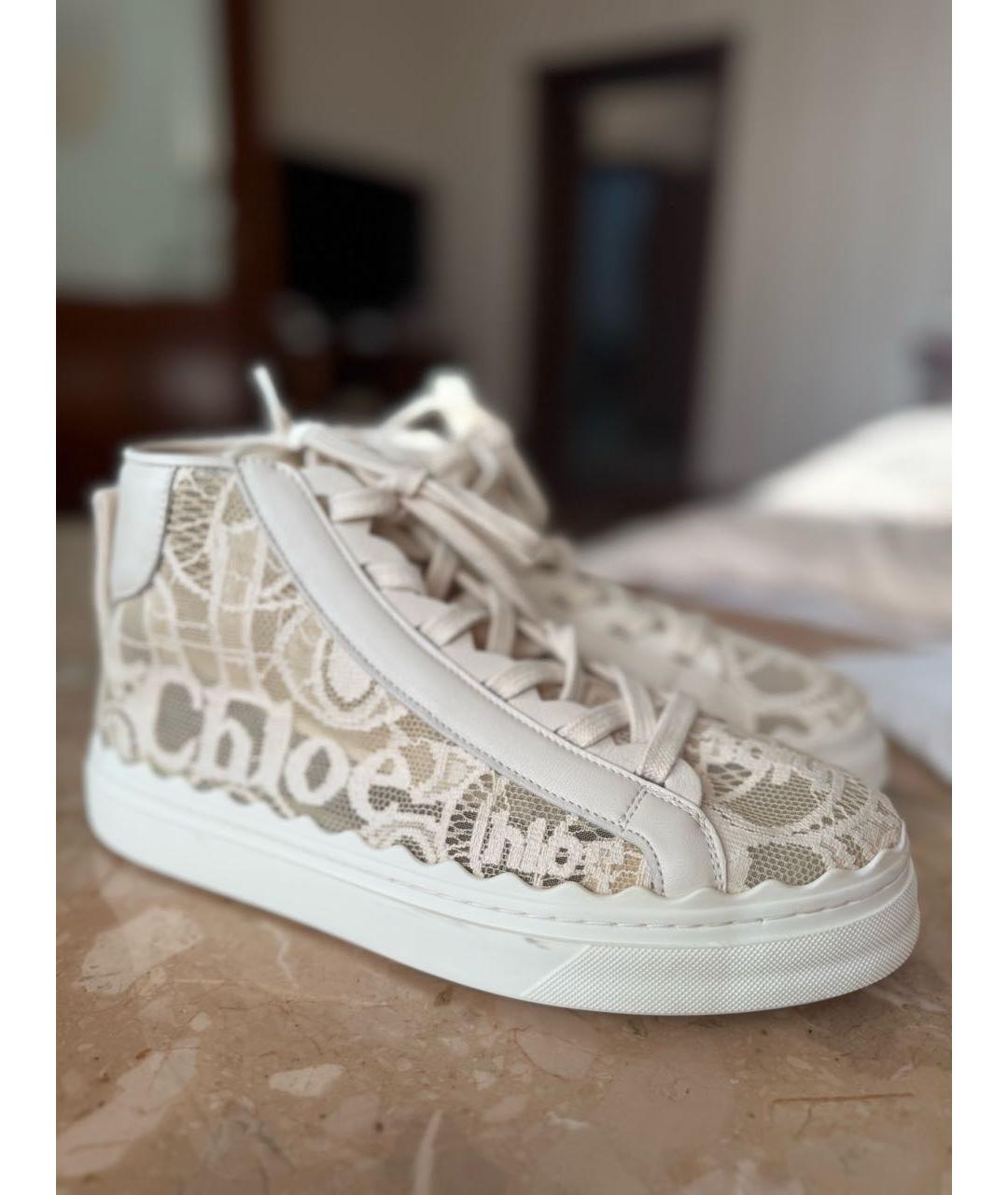 CHLOE Бежевые текстильные кеды, фото 4