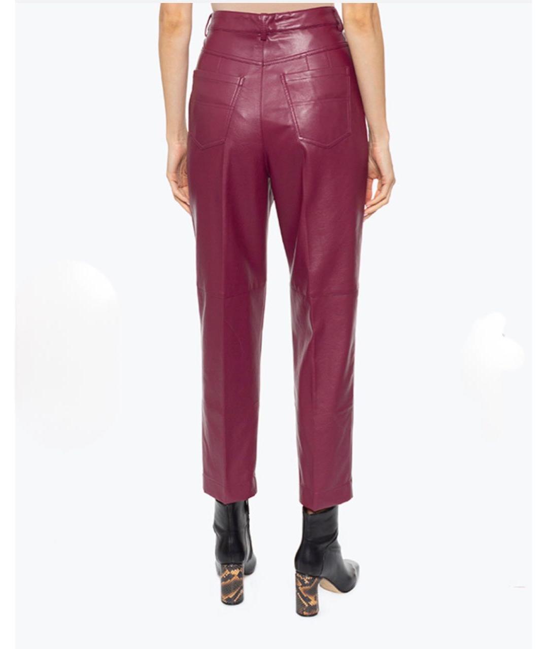 PHILOSOPHY DI LORENZO SERAFINI Бордовые полиуретановые прямые брюки, фото 3