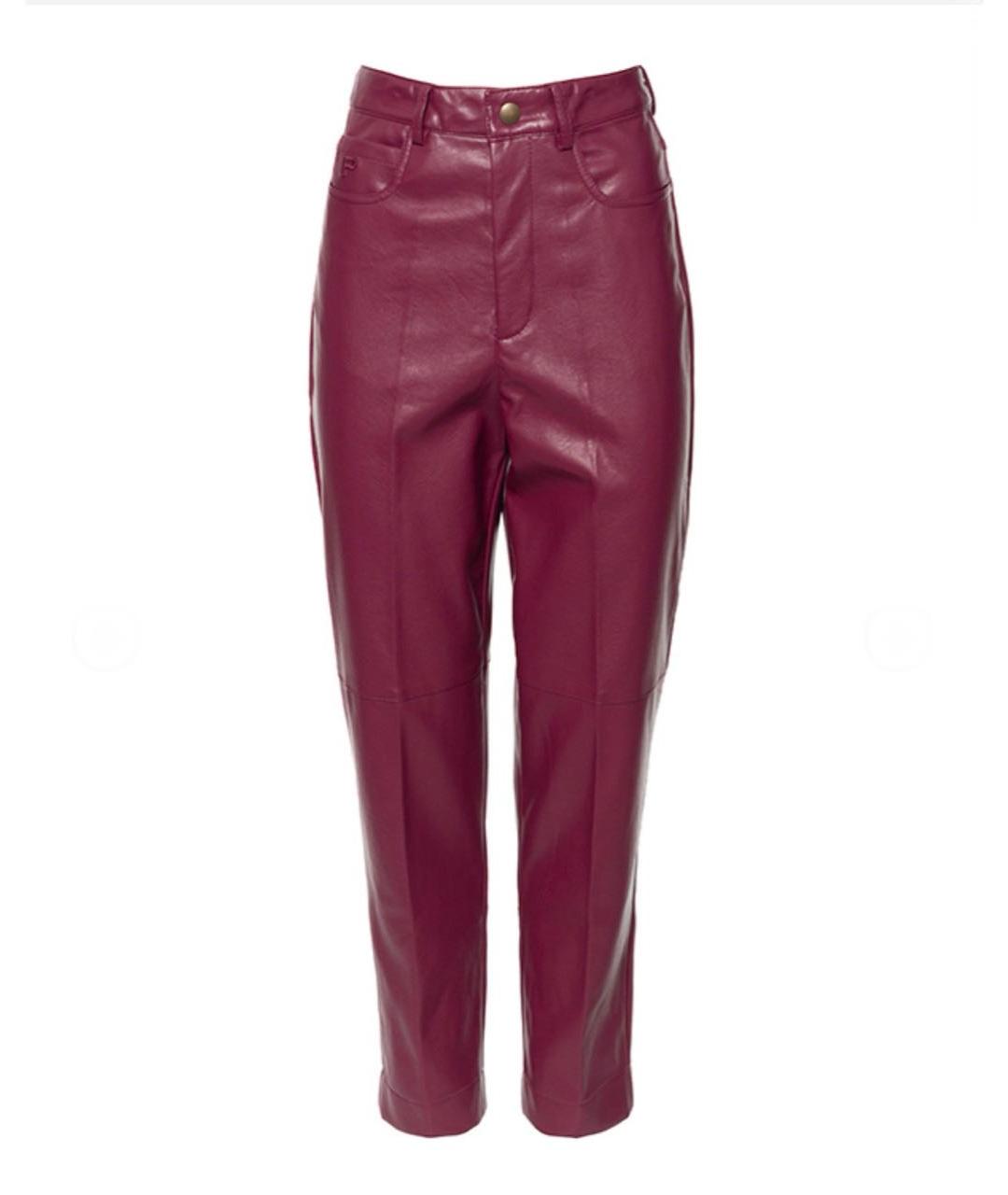 PHILOSOPHY DI LORENZO SERAFINI Бордовые полиуретановые прямые брюки, фото 1