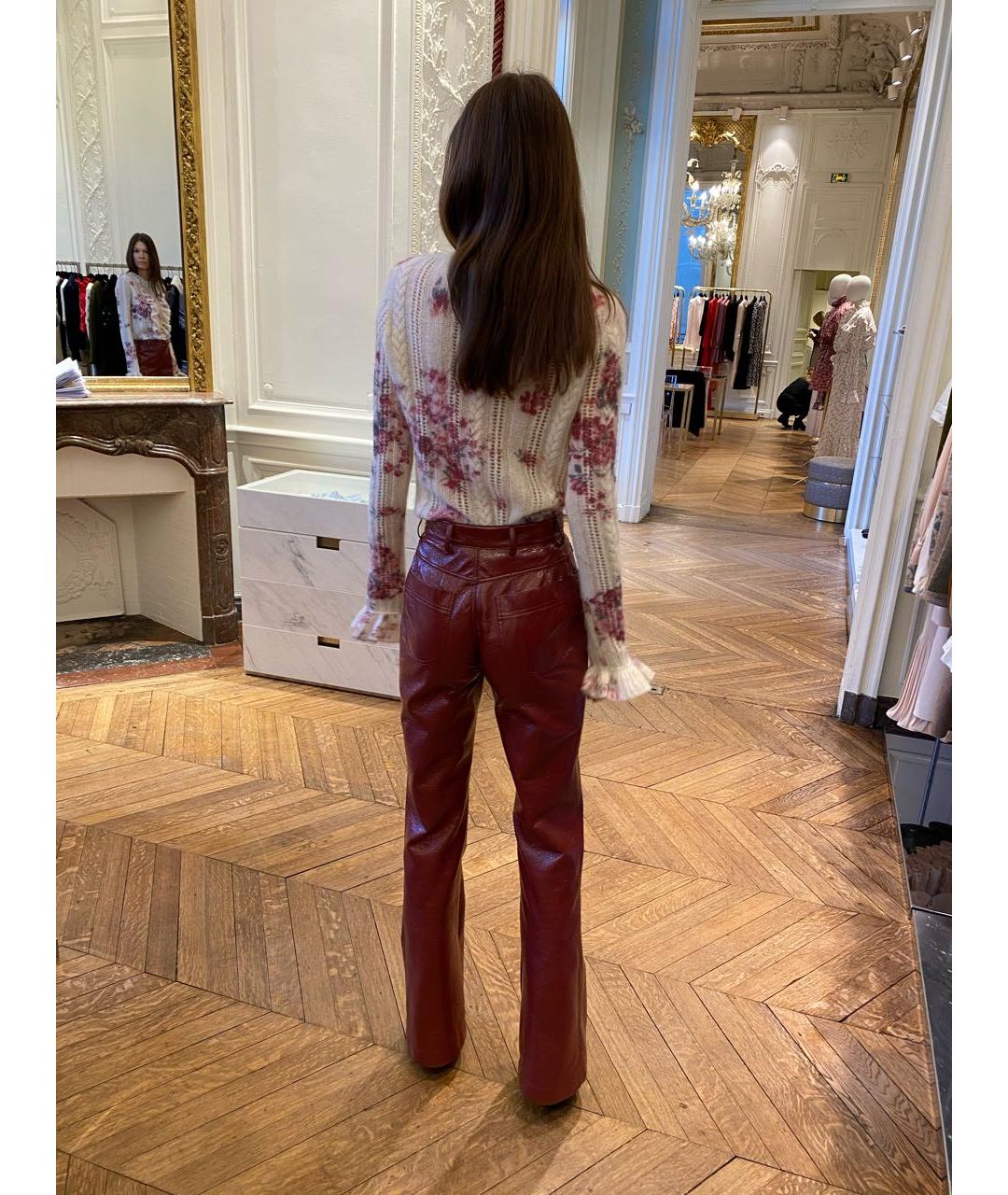 PHILOSOPHY DI LORENZO SERAFINI Бордовые полиуретановые прямые брюки, фото 8