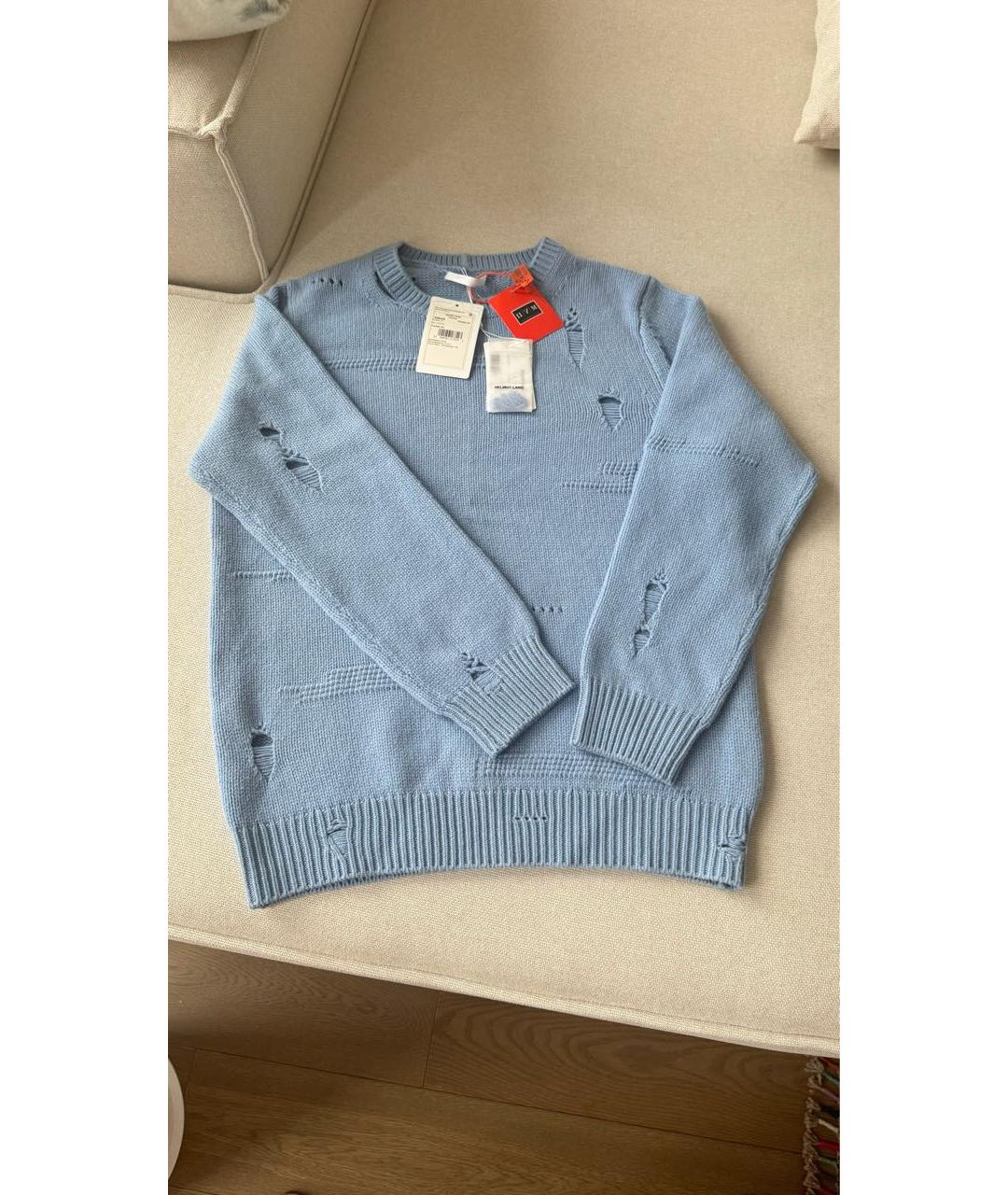 HELMUT LANG Голубой шерстяной джемпер / свитер, фото 3