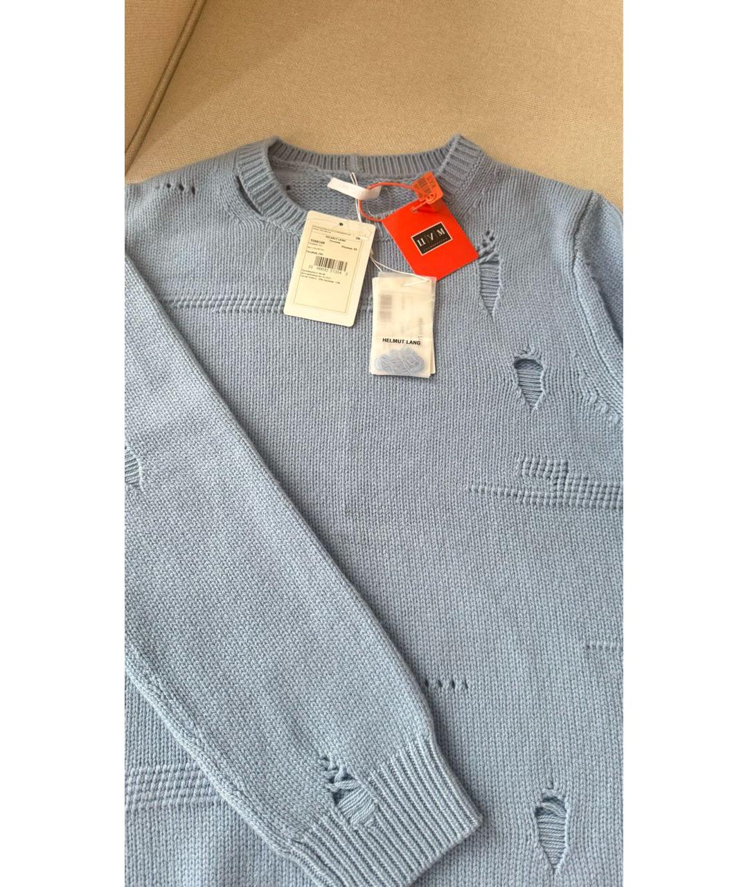 HELMUT LANG Голубой шерстяной джемпер / свитер, фото 4