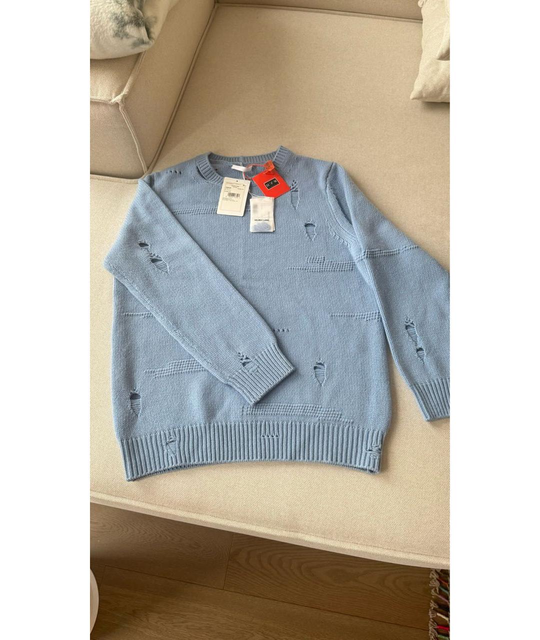 HELMUT LANG Голубой шерстяной джемпер / свитер, фото 7