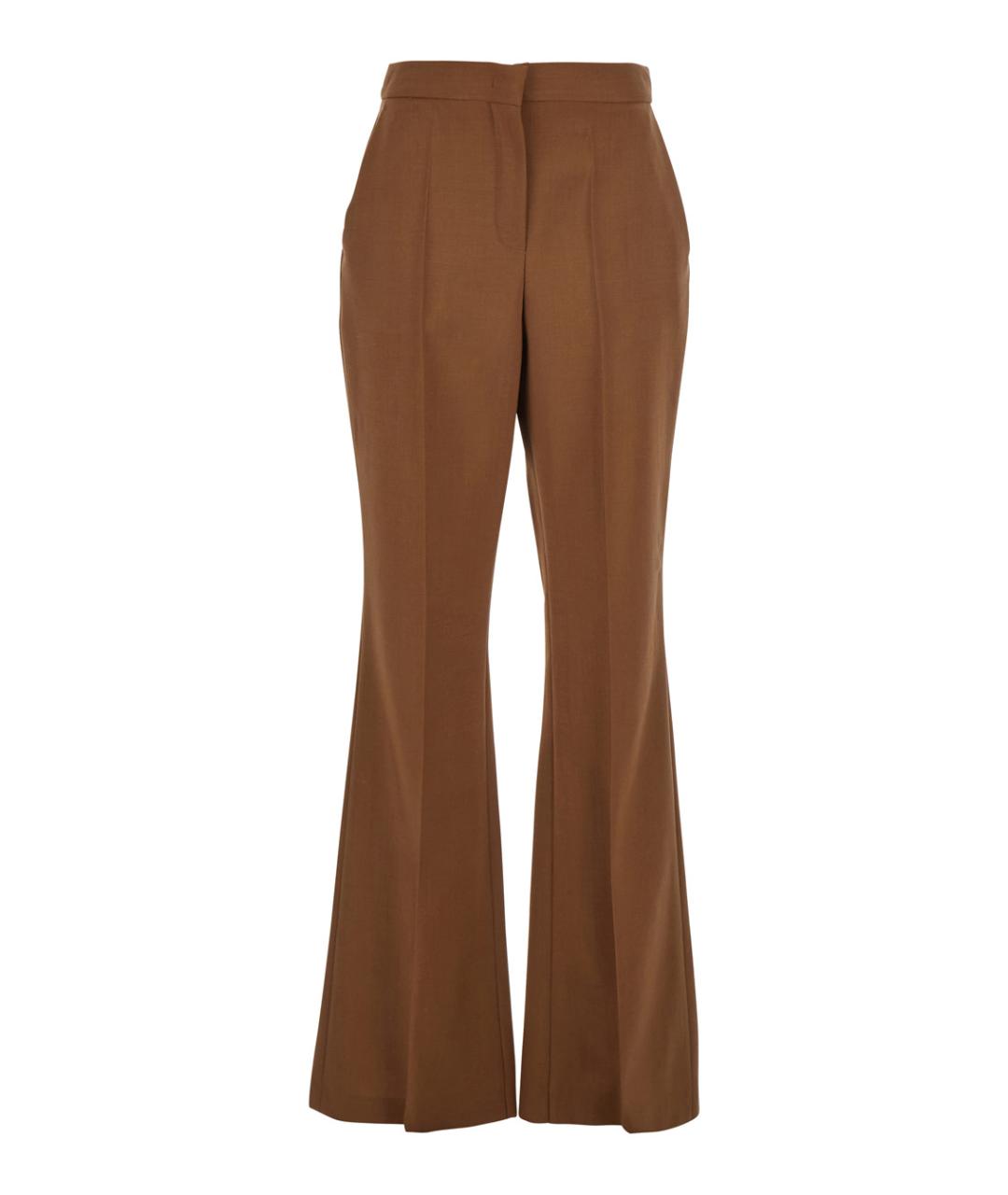 FENDI Коричневые шерстяные прямые брюки, фото 1