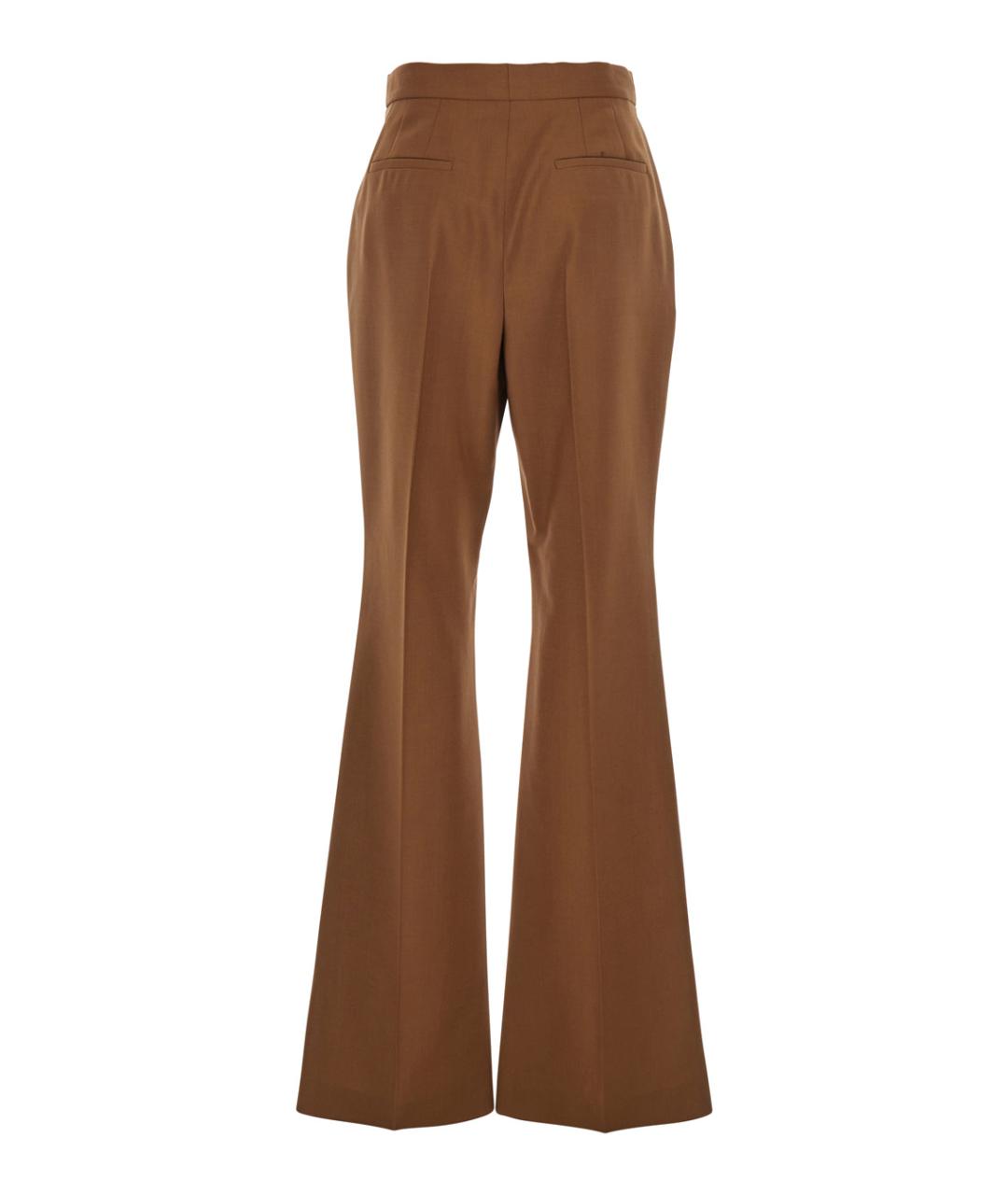 FENDI Коричневые шерстяные прямые брюки, фото 2