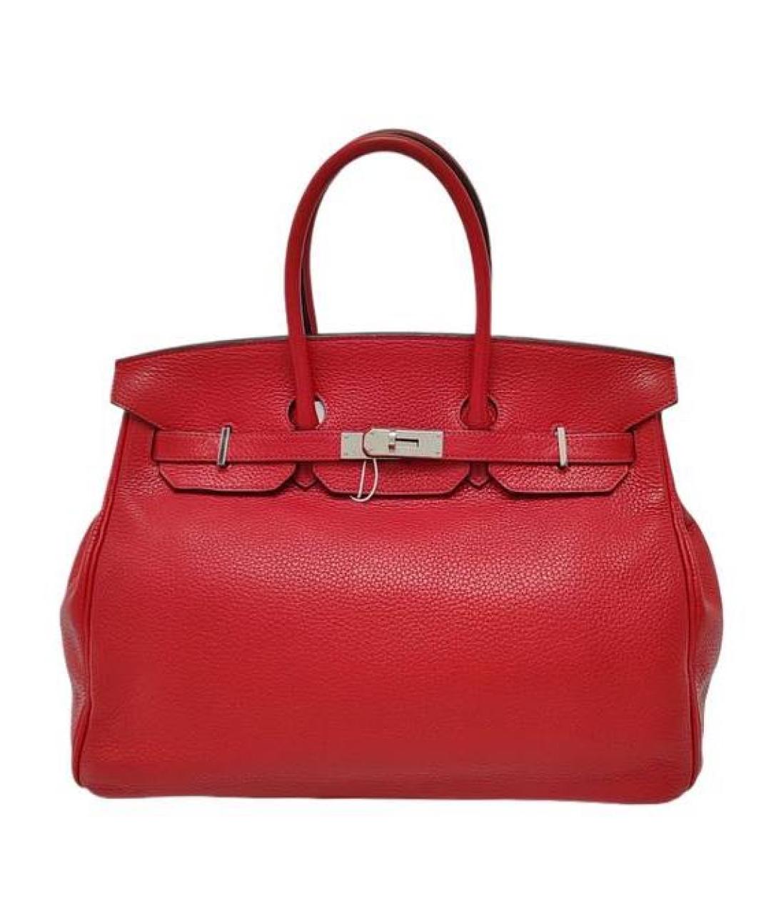 HERMES Красная кожаная сумка с короткими ручками, фото 9