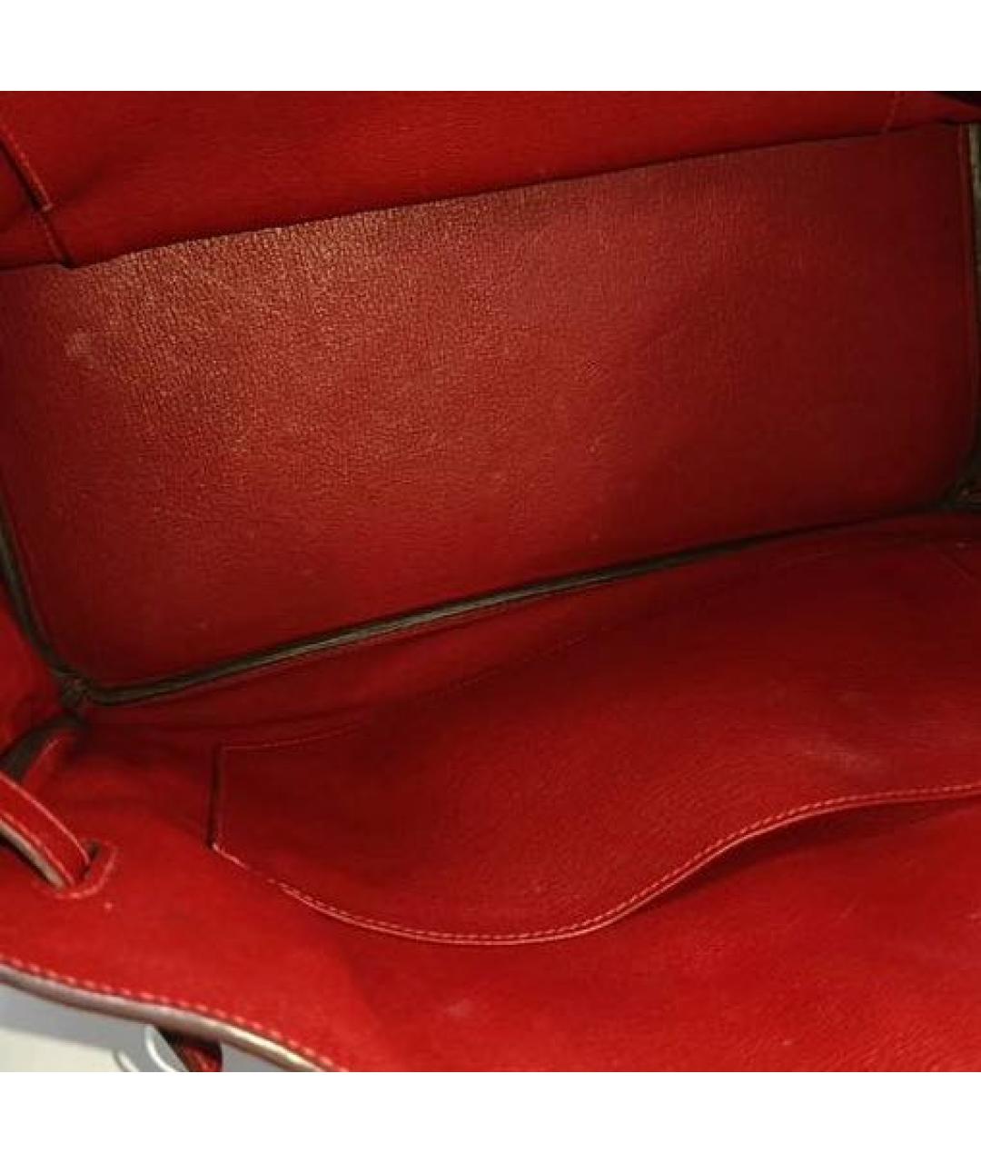 HERMES Красная кожаная сумка с короткими ручками, фото 8