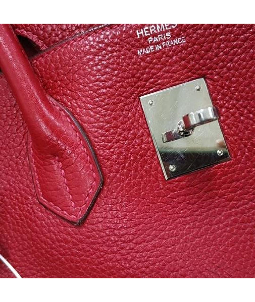 HERMES Красная кожаная сумка с короткими ручками, фото 6