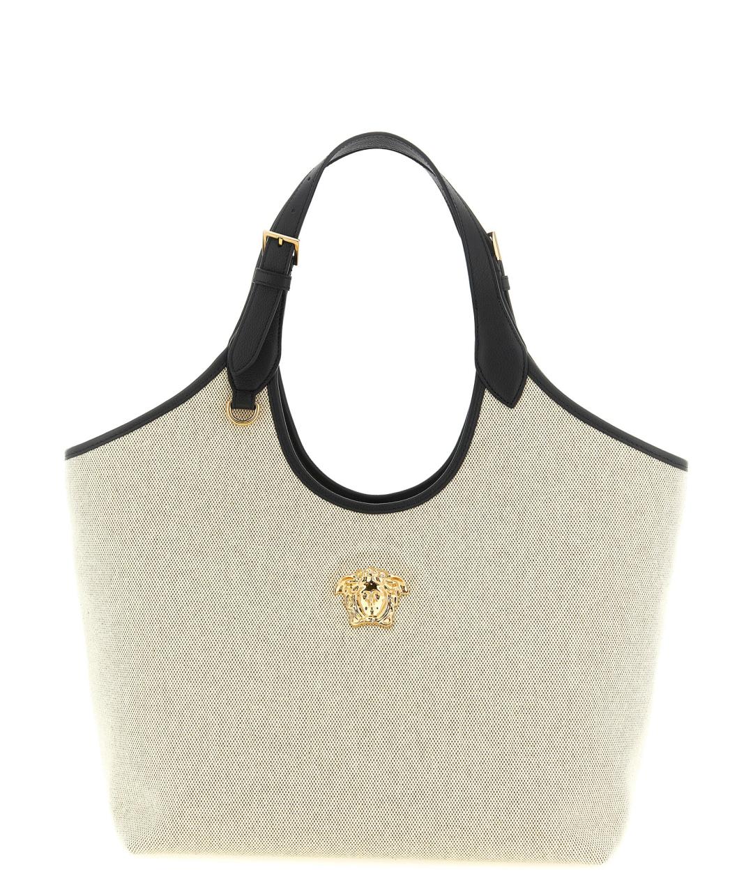 VERSACE Бежевая тканевая сумка тоут, фото 1