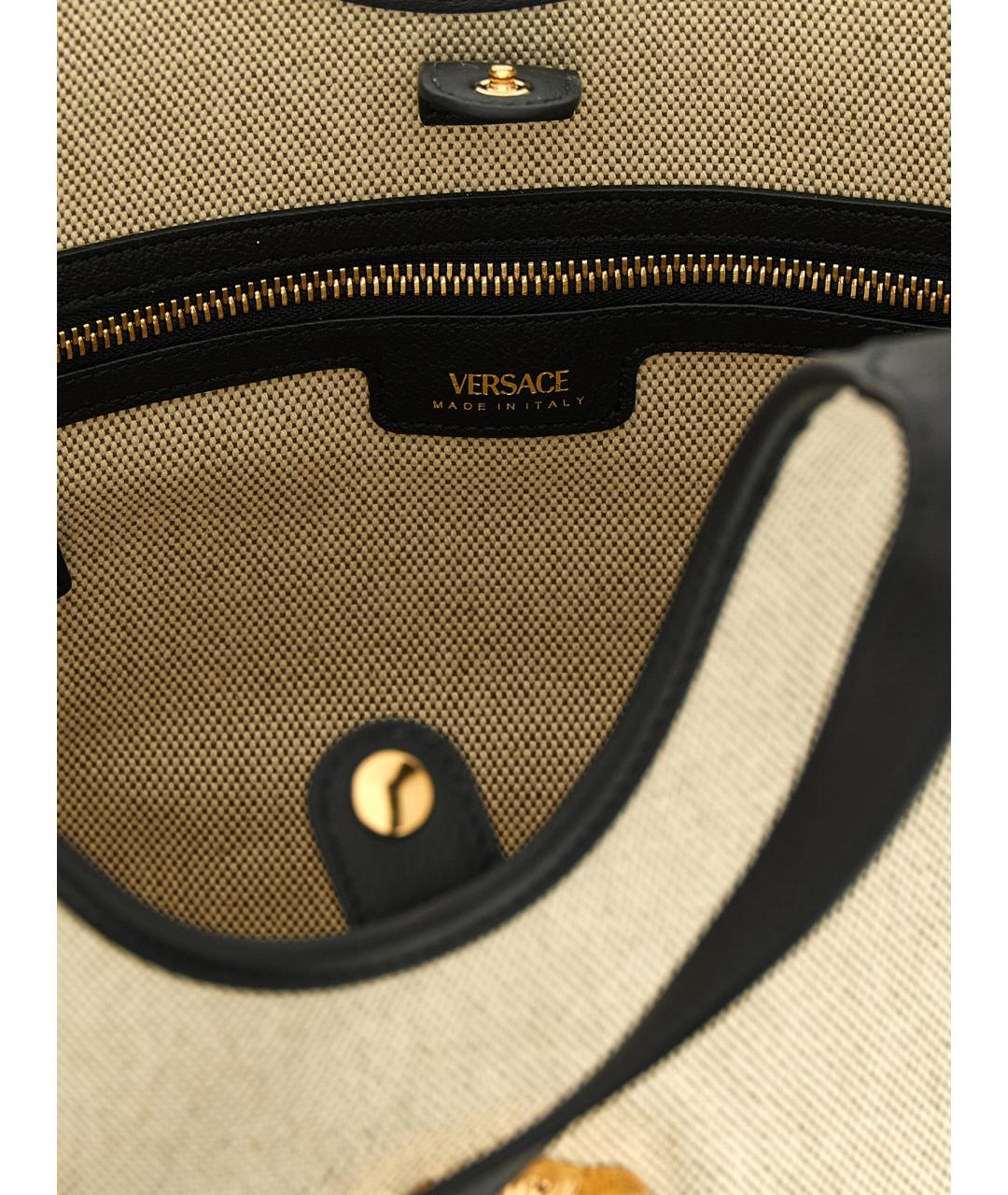 VERSACE Бежевая тканевая сумка тоут, фото 4