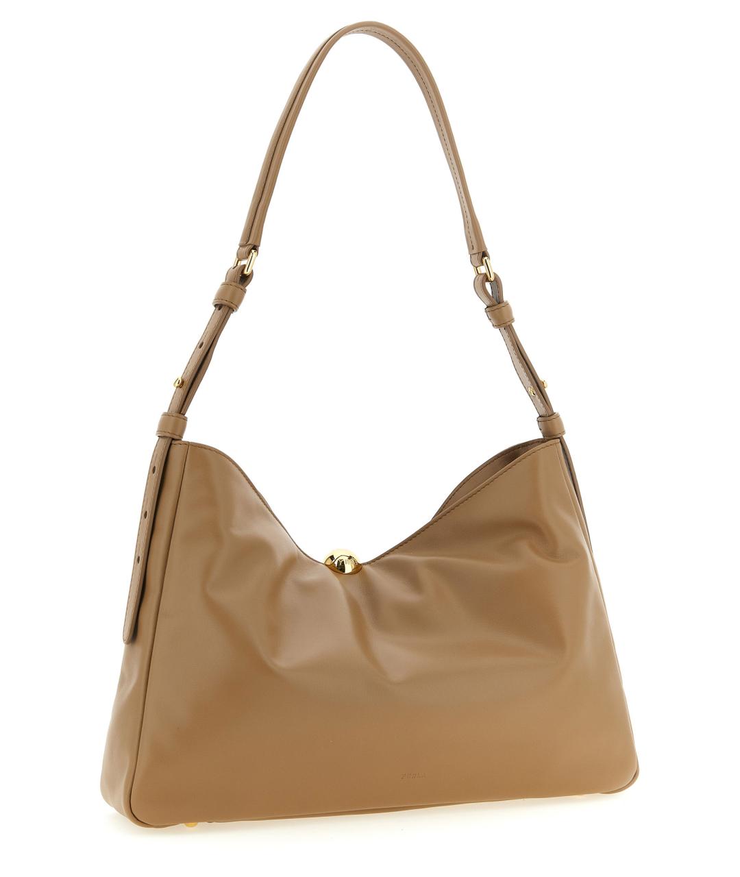 FURLA Бежевая кожаная сумка через плечо, фото 2