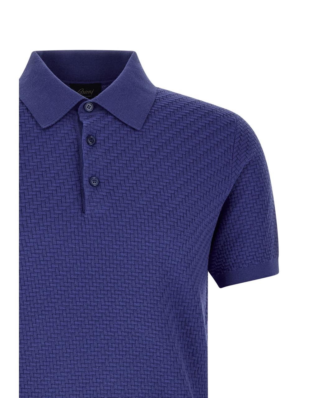 BRIONI Синее хлопковое поло с коротким рукавом, фото 3