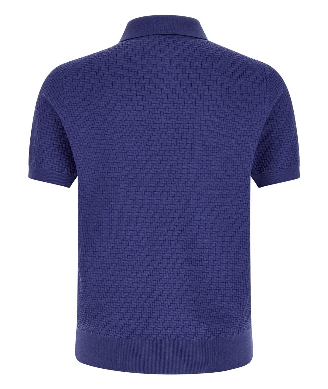 BRIONI Синее хлопковое поло с коротким рукавом, фото 2