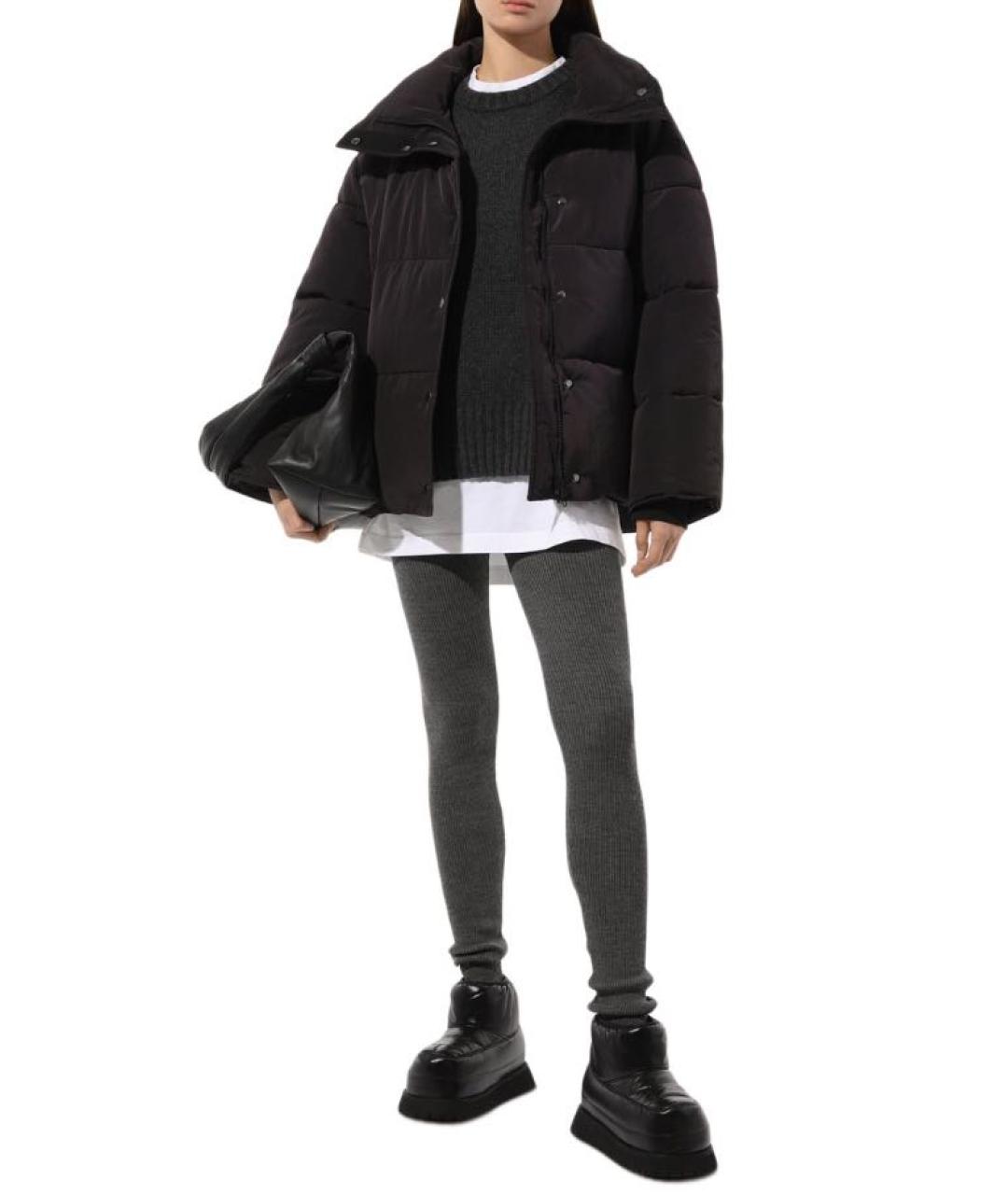 JIL SANDER Серые шерстяные леггинсы и велосипедки, фото 4