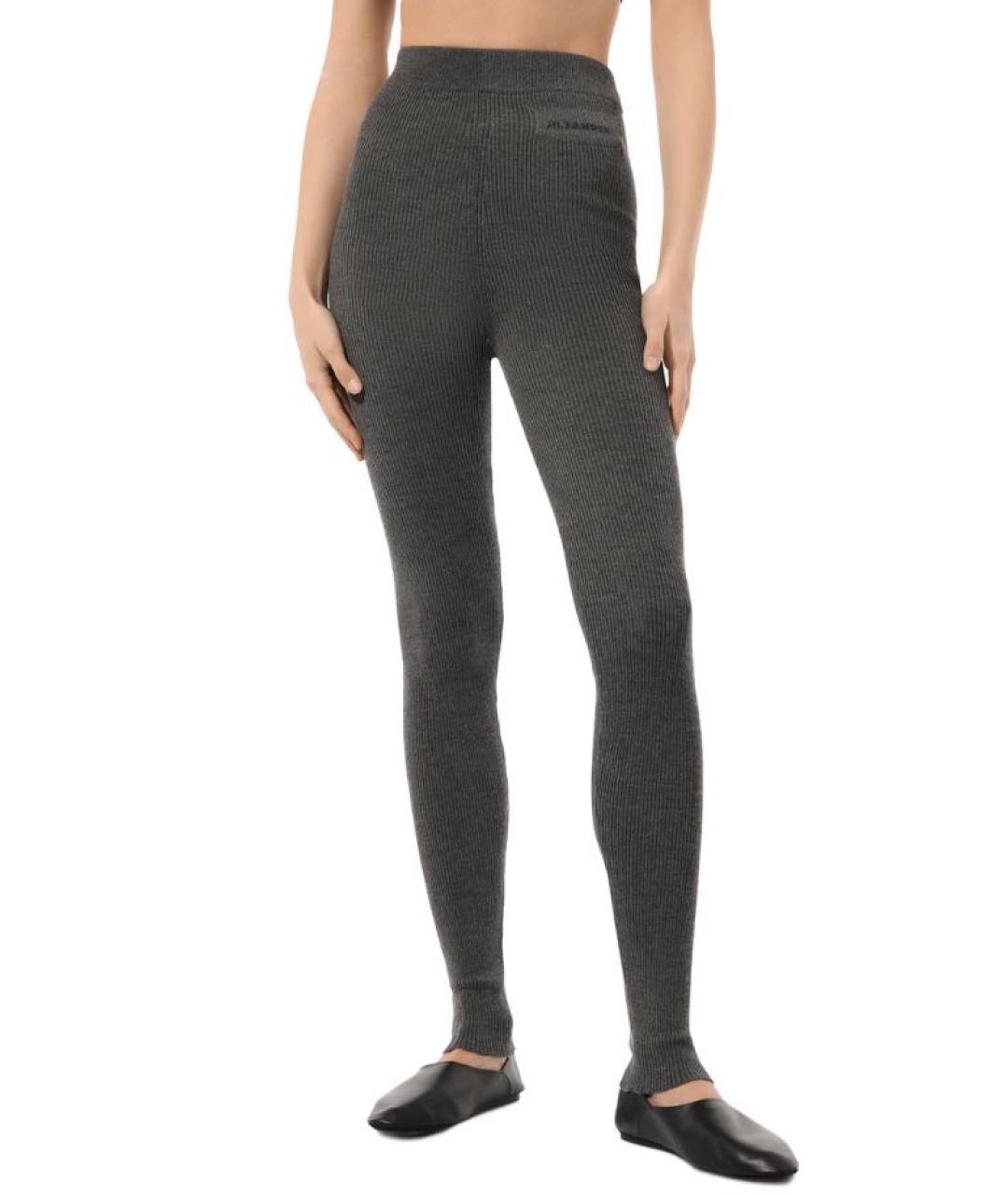 JIL SANDER Серые шерстяные леггинсы и велосипедки, фото 2