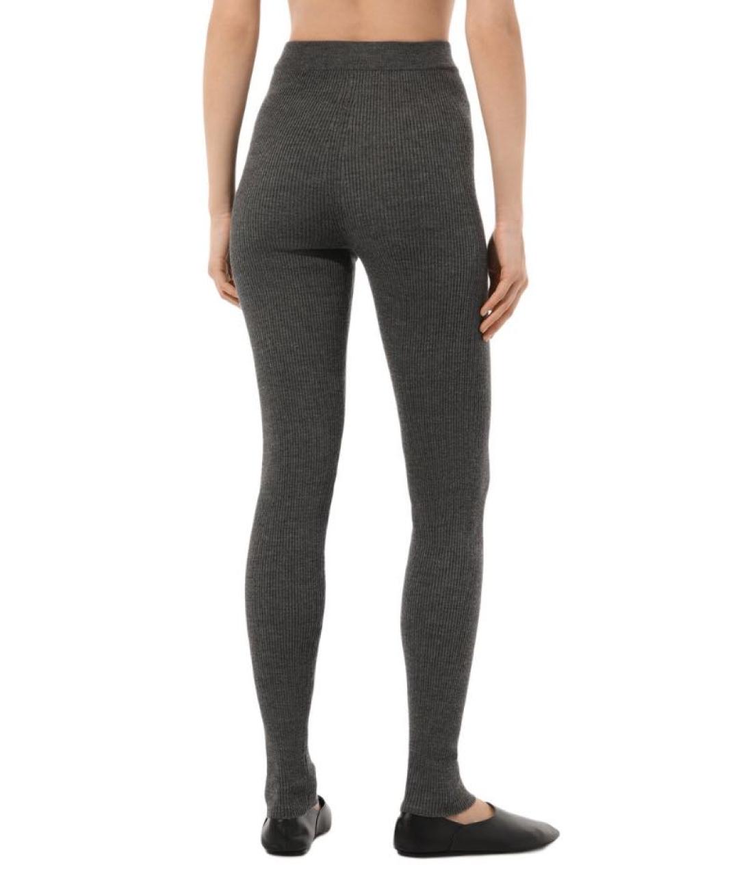 JIL SANDER Серые шерстяные леггинсы и велосипедки, фото 3