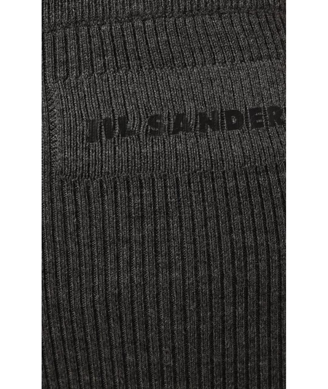 JIL SANDER Серые шерстяные леггинсы и велосипедки, фото 5